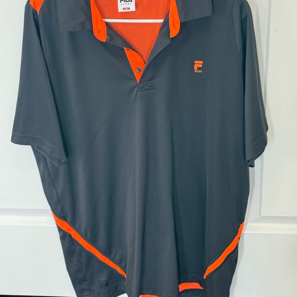 Fila Men's Polo Shirt in Gray and Orange